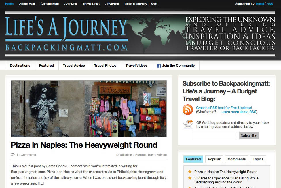 cCustom Website Header: Backpacking Matt Site After