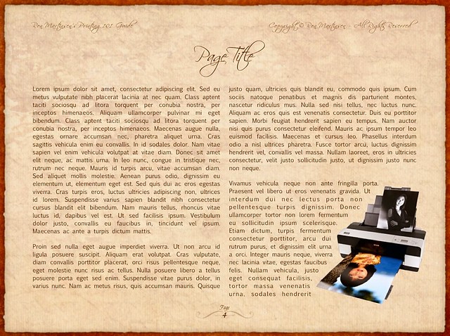 Printing 101 Custom eBook Template Page
